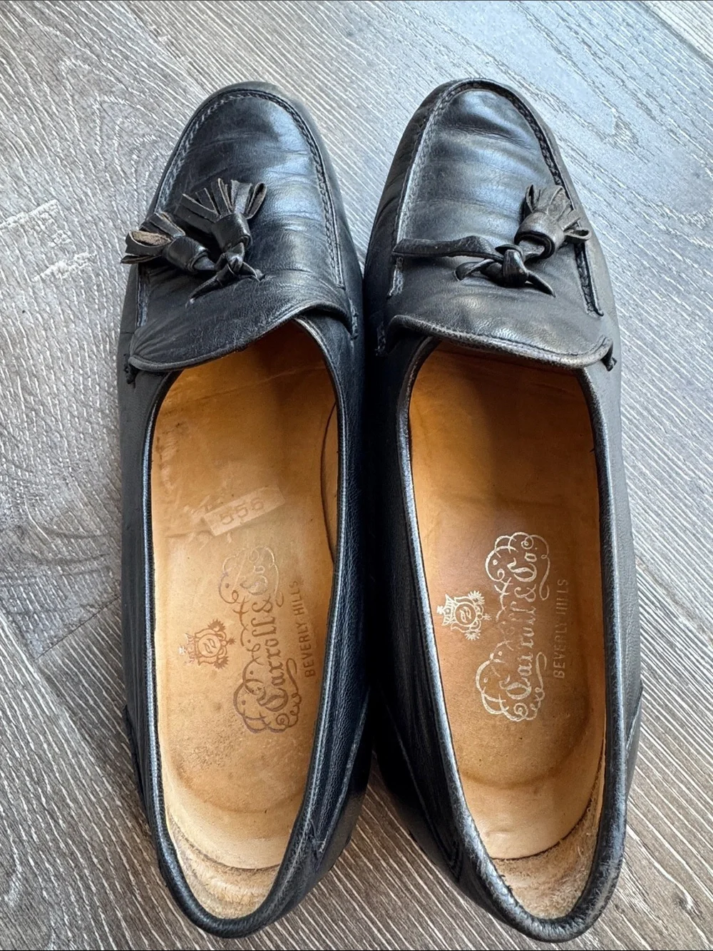 Vintage Carroll & Co Men's Black Leather Tassel Loafers